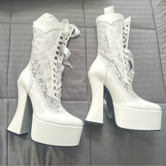 Dolls Kill Shoes Dolls Kill Widow Victorian White Boots Poshmark